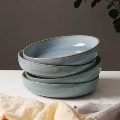 Richmount 4-Piece Large Pasta Bowls Set, 8.5 Inch Stoneware Salad Bowl Set Of 4, Reactive Glaze Stoneware Pasta Bowls