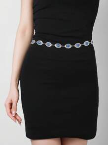 Boho 1pc Western Turquoise Decor Chain Belt Waist Belts Metal Women's Belts Girdle For Dress Halloween Summer, School Fall, Autumn, Halloween - Silver - View 6