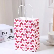 5 sztuk/zestaw wysokiej jakości torebek na prezenty walentynkowe z dekoracjami w kształcie serca, torby do pakowania prezentów, papierowe torby do pakowania prezentów, torby do pakowania DIY (losowy styl i kolor) - Wielokolorowe - Zobacz 6