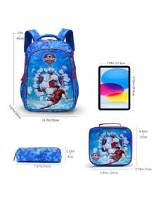 BLING BABIES 3PCS Set Backpack For Boys Cartoon Soccer Design Book Bag For Elementary Students Kids Schoolbag With Lunch Box And Pen Bag Glow-In-The-Dark Function, Suitable For Daily Commuting Backpack, School Bag, Kids Bag, Kids Backpack, Small Backpack, Bag School, School Backpack, Boys Bag, Rucksack, School Bag Kids, Kids Luggage, Kindergarten Bag Kids, School Boys, Teen Boys Teen Boy Gift
