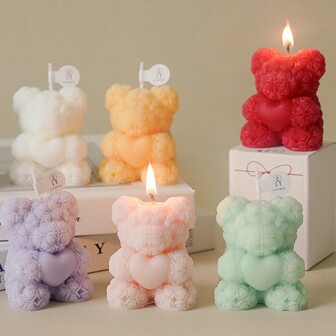 1pc Rose Bear Scented Candle, Elegant Decor, Wedding Companion Gift, Home Decor, Valentine's Day Gift, Birthday Gift, Christmas Decoration, Christmas Gift, Room Decor, Valentine's Day, Valentine's Day Candle, Graduation Season