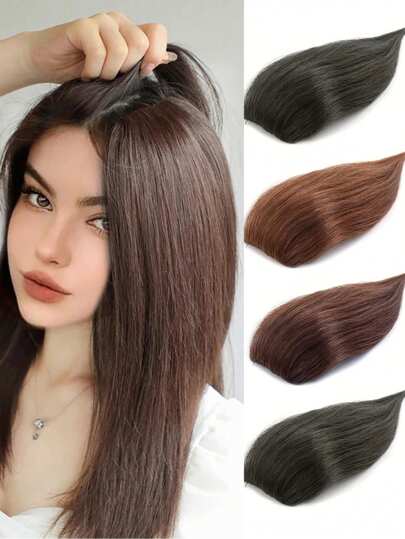 Almofadas de raiz de cabelo sintético Almofada invisível Grampo de cabelo alto e reto em extensão de cabelo para mulheres Peruca Fofa Falso aplique de cabelo Sintético Curto Reto Patch Cabelo Peças Invisível Grampo em extensão de cabelo Fluff Natural Falso Almofada Alta Apliques de cabelo