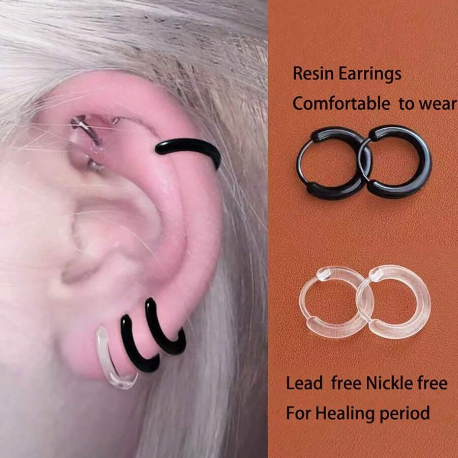 2 件/套 亚克力耳环圈 抗过敏耳洞穿刺耳洞耳钉 适合愈合期