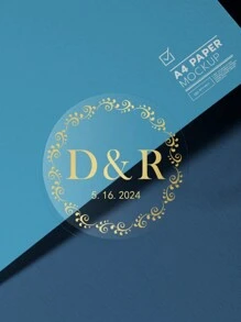 60-1000pcs Personalized Transparent Labels With Gold Leaf Detailing For Weddings & Special Events, Custom-Made Clear Adhesive Circular Stickers For Elegant Celebrations, Perfect For Invitations - 4cm - View 16