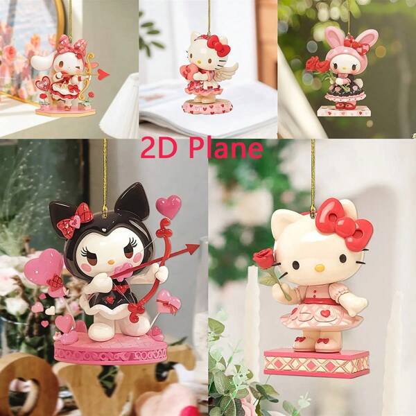Hello Kitty Decorative Pendant - Cute Hello Kitty Decoration, 2D Flat Acrylic Design, Cartoon Style Cinnamoroll, Kuromi And Other Character Decorations, Suitable For Party Event Decoration, Car Window Decoration, Backpack Decoration, Home Decoration, Perfect Holiday Gift