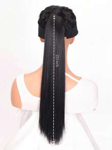Black Ponytail Extensions 18-34 Inch Extra Long Straight Synthetic Wrap Around Ponytail For Women Party Daily Use
