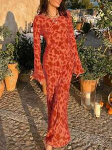 2025时尚新款连衣裙春夏碎花圆领连衣裙复古简约法式浪漫风适合约会情人节优雅性感