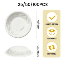 25/50/100 件白色一次性纸碗 12 盎司，小型纸质食品级碗餐具，冷热食物派对用品，适用于露营、生日、节日、婚礼、生日、圣诞节