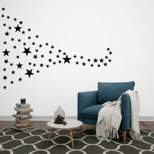 50 vellen zwarte stervormige muurstickers, geschikt voor het decoreren van slaapkamers, woonkamers, jongenskamers, kinderkamers, babykamers, woonstickers, binnenbehang, PVC-muurschilderingen, kamerdecoratie, wanddecoratie, badkamerdecoratie, slaapkamerdecoratie, kamerdecoratie, spullen voor woonkamerdecoratie, huisdecoratie, woondecoratie, behang voor woonkamer, gepersonaliseerde stickers