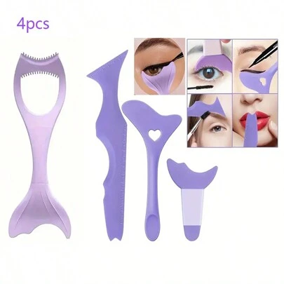 Juego de 4 piezas de herramientas multifuncionales para maquillaje de ojos, plantilla de delineador de ojos de silicona, aplicador de máscara de rímel, aplicador de sombra de ojos, aplicador de lápiz labial, herramienta guía para delineador de ojos, limpiador de nariz, cepillo para puntos negros, adecuado para principiantes, posicionamiento de sombra de ojos y lápiz labial de silicona, maquillaje, barato, decoración de habitación, tocador, viaje, dormitorio, accesorios de maquillaje, barato, rellenos de calcetines, maquillaje, herramientas de maquillaje, cosas baratas, regalos, regalos para mujeres, regalos de Navidad, sorteos, viaje, cosas baratas, artículos esenciales de viaje