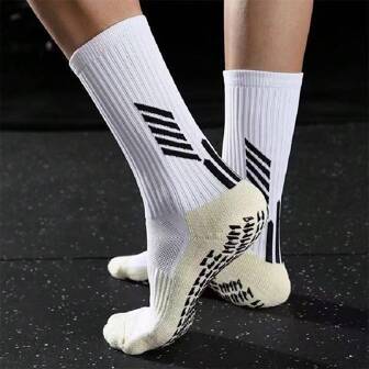 1 par de calcetines de fútbol para hombre con almohadilla antideslizante y de fricción, calcetines de baloncesto de tubo corto y medio