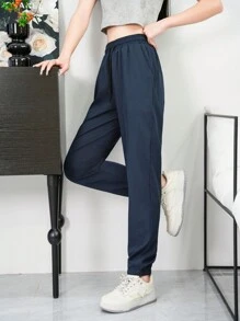 Women Quick Dry Workout Pants, Loose Fit Lightweight Drawstring Trousers, Breathable Summer Running 3/4 Leggings