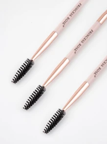 Princess Rose 3pcs Rose Princess Portable Pink Double-Ended Eyebrow Brush, Eyelash Brush, Eye Makeup Brush Set, Soft Bristles With No Skin Irritation, Dual-Ended Design For Convenient Application, Suitable For Daily Eye Makeup,Eyebrow Brush,Eyeshadow Brush,Spoolie,Spoolie Brush