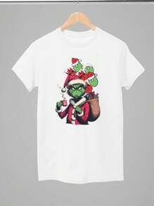 100% Cotton Christmas GRINCHES Coffee Tree T-Shirt - White - View 1