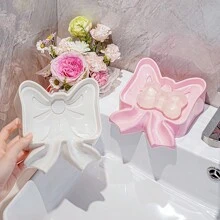 1 pezzo portasaponetta con fiocco, porta-sapone da bagno, non accumula acqua, senza bisogno di forare, vassoio per sapone creativo e carino