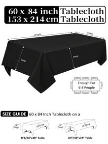 Black Rectangle Table Cloths For 4FT/6FT/8FT Square Tablecloth Rectangular Tables In Size 60*84/60*102/60*126/90*132/90*156 Inch, Wrinkle Resistant Washable Polyester Fabric Tablescloth For Buffet Banquet Wedding Dining Party