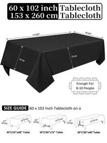 Black Rectangle Table Cloths For 4FT/6FT/8FT Square Tablecloth Rectangular Tables In Size 60*84/60*102/60*126/90*132/90*156 Inch, Wrinkle Resistant Washable Polyester Fabric Tablescloth For Buffet Banquet Wedding Dining Party