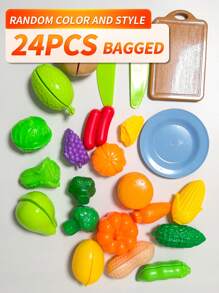 24 piezas Juguetes de comida de frutas y verduras de simulación para niños y niñas, set de juego de cocina de juguete - Multicolor - Ver 5