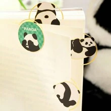 1件卡通熊猫书签可爱金属镂空书夹创意中国风文创书页夹适合老师学生阅读礼物 - 彩色 - 查看 4