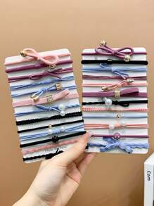 Juego de 25 ligas de pelo elásticas y gruesas de alta gama para niñas, multiusos para coleta, adecuadas para uso diario, con colores aleatorios - Multicolor - Ver 3