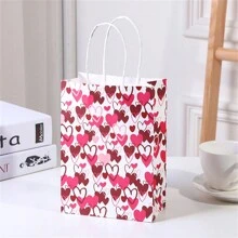 5 sztuk/zestaw wysokiej jakości torebek na prezenty walentynkowe z dekoracjami w kształcie serca, torby do pakowania prezentów, papierowe torby do pakowania prezentów, torby do pakowania DIY (losowy styl i kolor) - Wielokolorowe - Zobacz 2