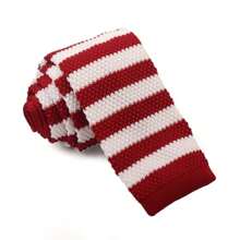 条纹针织领带针织衬衫领带加厚毛皮可调节柔软保暖男士领结男童西装配饰