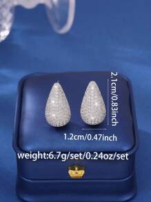 1pair Elegant Luxury Gold Water Drop Shaped Earrings, Decorated With Shiny Synthetic Cubic Zirconia, Suitable For Daily, Dates, Commuting, And Gifting To Girlfriend On Birthday