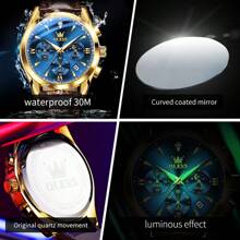 OLEVS. OLEVS Watches For Men Fashion Watch Waterproof Date Classic Analog Quartz Male Wrist Watches - 銀白色 - 查看 6