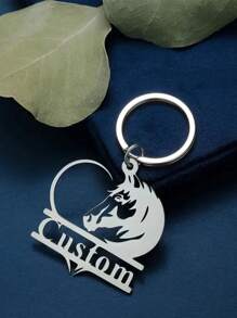1PC Personalized Stainless Steel Horse Keychain - Custom Lettering, Unique And Non-Colliding Gifts - Multicolor - View 4