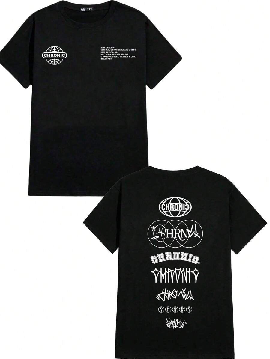Unisex Fonts T-Shirt 100% Cotton Streetwear New Release Shipping Various Colors!! PLUS SIZE - màu đen - Xem 1