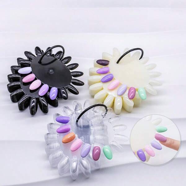 160pcs Detachable Practice Nail Tips Oval Shaped Display Board Natural Nail Polish Glue Practice Color Card Unscented Nail Art Color Palette For Nail Salon And Home Manicure Tool