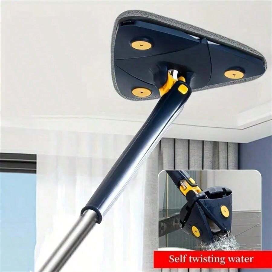 360 Grad drehbarer & einstellbarer Spinnwischer, Dreieck-Wischmopp mit langem Griff, professioneller Wischmopp mit langem Griff zum Fensterputzen für Boden/Decke/Ecken/Glas/Auto
