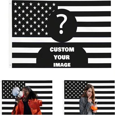 1pc Customized American Flag - Add Your Own Image And Text - Face Cutout - Suitable For Birthday, Wedding, Halloween, Christmas, Party, Father's Day, Mother's Day, Valentine's Day, Easter, Home Decor, Anniversary, Graduation, Housewarming, Birthday, Sofa, Bed, Car, Tea Room, Bedroom, Living Room, Indoor Home, Outdoor Flag - Can Also Be Used For Custom Tapestry, Garden Flag, Custom Flag