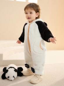 Balabala Baby Printed Romper Cute And Fun Full-Printed Winter Outfit Jumpsuit - Beige - View 3