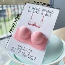 10/5/1pc Inspiring Encouragement Card: Good Friends Are Like Bras - Perfect For New Year's, Carnival, Thanksgiving, Graduation, Christmas, Halloween, And Any Occasion - Resin Hug Card - Hot Pink - View 18