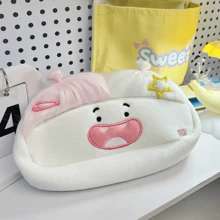 Estuche de lápices con muñeco suave y esponjoso, bolsa de almacenamiento de papelería con gran capacidad, caja de lápices bordada divertida coreana para niñas, regreso a clases, útiles escolares