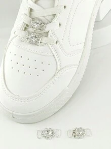 2 Peças Decorações Elegantes de Sapato em Liga Oca com Brilhantes Rhinestones e Pérolas Artificiais, Adequadas para Botas e Tênis