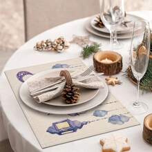 1 قطعة/4 قطع حصيرة مربعة معزولة وأساتذة مضادة للحرارة وغير انزلاقية لطاولة المطبخ، بتصميم نجوم وهلال للمنزل، مستلزمات عيد، حصائر حفلات خارجية، ديكور، وضع الأطباق