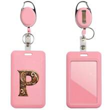 Cartoon Letter Card Sleeve ID Card Bus And Subway Access Work Permit Card Sleeve Staff Employee Pass Keychain With Retractable Rope For Work Id Card Dual-Sided Work Badge Holder - Pink - View 25