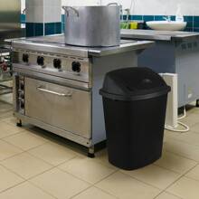 4 Pack 70 Liter Large Black Garbage Bins With Swing Lids, Plastic Trash Cans - Black - View 2