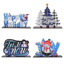 1 Stück frohes Feiertag Tisch Dekorations Schild Weihnachtsbaum Frohe Weihnachten Holz Patchwork Tisch Ornament für Winter Heim Zimmer Wohnzimmer Büro Küche Fensterbank Dekoration, Geschenk für Mama, Weihnachtsgeschenk, Feiertagsgeschenk, Wintergeschenk