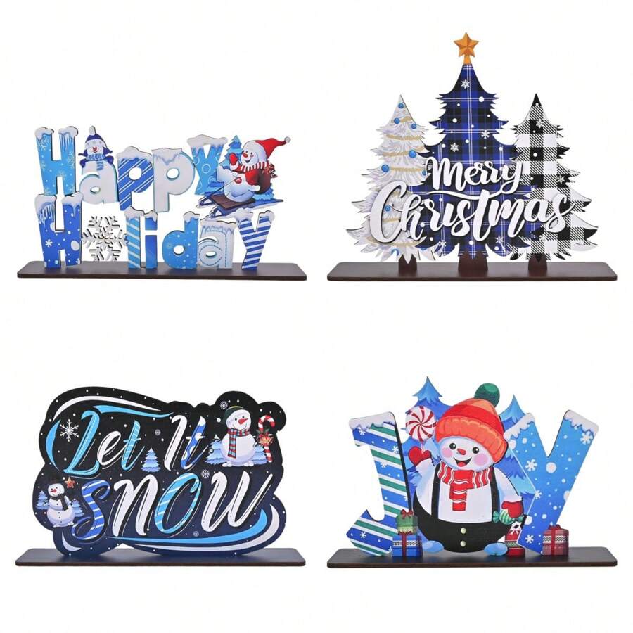 1 Stück frohes Feiertag Tisch Dekorations Schild Weihnachtsbaum Frohe Weihnachten Holz Patchwork Tisch Ornament für Winter Heim Zimmer Wohnzimmer Büro Küche Fensterbank Dekoration, Geschenk für Mama, Weihnachtsgeschenk, Feiertagsgeschenk, Wintergeschenk