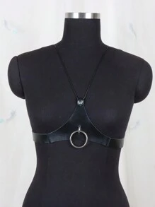 1pc Sexy Women's Chest Strap Neck Support Suspender Fashionable PU Leather Suspender Bodysuits Garter Belt - A - View 3