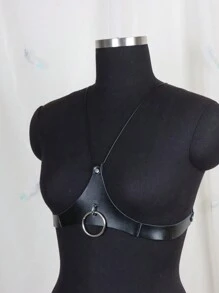 1pc Sexy Women's Chest Strap Neck Support Suspender Fashionable PU Leather Suspender Bodysuits Garter Belt - A - View 5