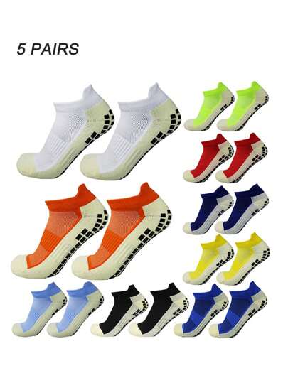 1/5/10/Double Adhesive Socks, Anti Slip Football Socks, Short Tube Boat Socks, Thickened Sweat Absorbing And Wear-Resistant Towel Bottom Sports Socks, Randomly Shipped