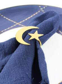 4-12pcs/Set Star & Moon Paper Napkin Rings For Holiday Table Decoration - Multicolor - View 4