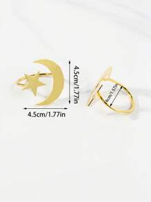 4-12pcs/Set Star & Moon Paper Napkin Rings For Holiday Table Decoration - Multicolor - View 3