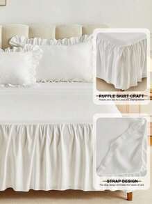 1件白色和黑色水洗荷叶边床裙 - 白色 - 查看 4