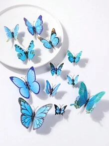 12 chiếc kẹp tóc hình bướm in hoa ngẫu nhiên, kẹp tóc giả 3D, phụ kiện tóc, kẹp càng cua, đồ dùng học tập, phụ kiện đội đầu, ghim cài tóc, mùa hè, kỳ nghỉ, du lịch, lễ hội, tiệc tùng. - Màu xanh lam - Xem 3