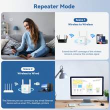 WiFi Extender WiFi Booster Wifi Repeater ,2.4GHz Internet Booster WiFi Extender Support 35 Devices, Support Repeater/AP Mode, Range Extender Wireless Signal Booster - trắng - Xem 3